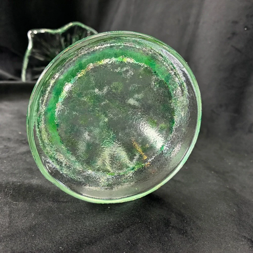 Jack in the Pulpit Vase Green Art Glass Mid Century Modern 16.5 inch
